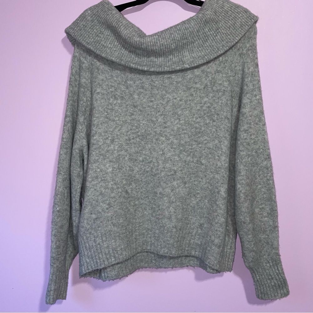 H&M Off Shoulder Cowl Neck Sweater Women S Oversized Cozy Wool Normcore Preppy - Picture 6 of 8